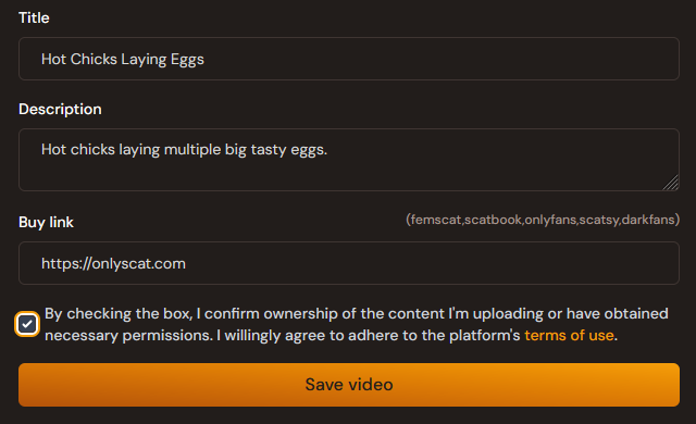 Final step of uploading first video